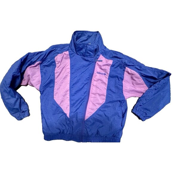 Adidas Vtg Retro 90s 80s Men Purple Track Jacket Small trefoil 6493 Lined Nylon - Picture 2 of 14